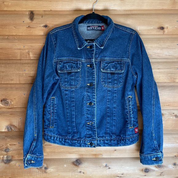Roxy X Quiksilver Collaboration Classic Blue Denim Jean Jacket! Women XL - Picture 10 of 12